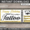 Tattoo Certificate Template Birthday Gift Card Voucher Ticket Printable  Card Coupon – Heart Design – Get Inked – EDITABLE TEXT DOWNLOAD Inside Tattoo Gift Certificate Template