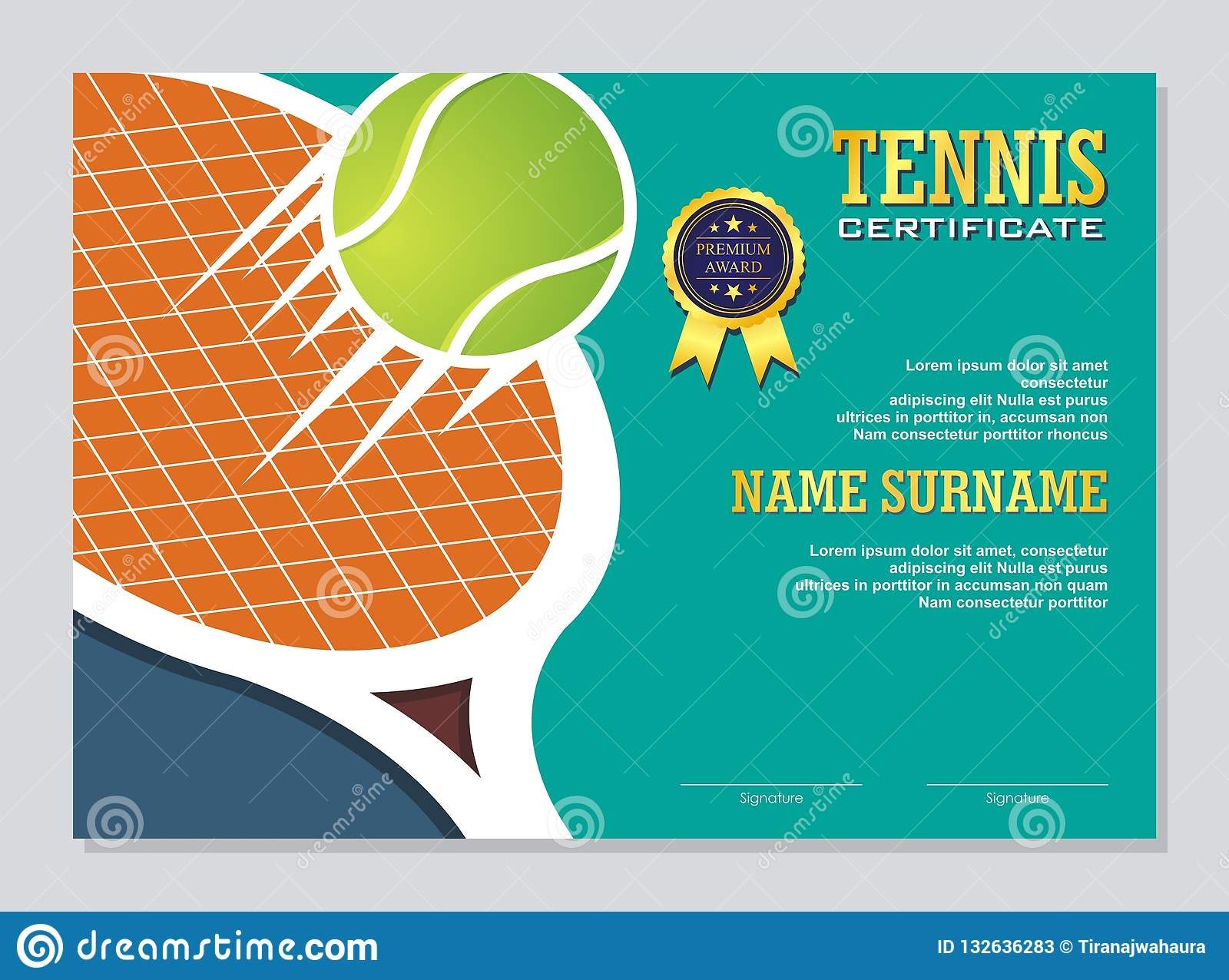 Tennis Certificate - Award Template with Colorful and Stylish  Intended For Tennis Certificate Template Free