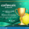 Tennis Certificate Diploma With Golden Cup Vector