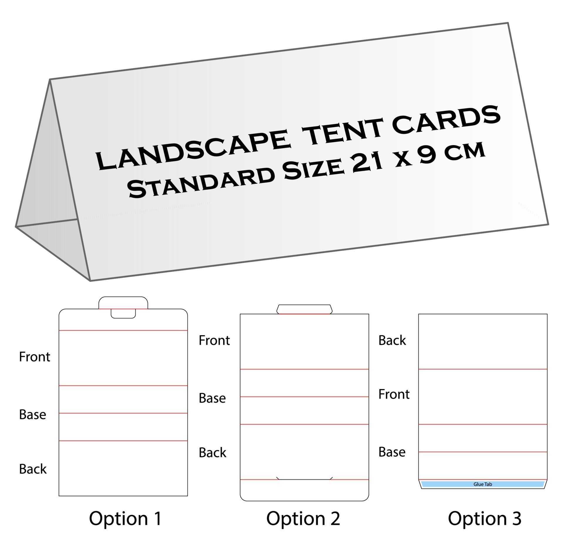 Tent card die cut template design