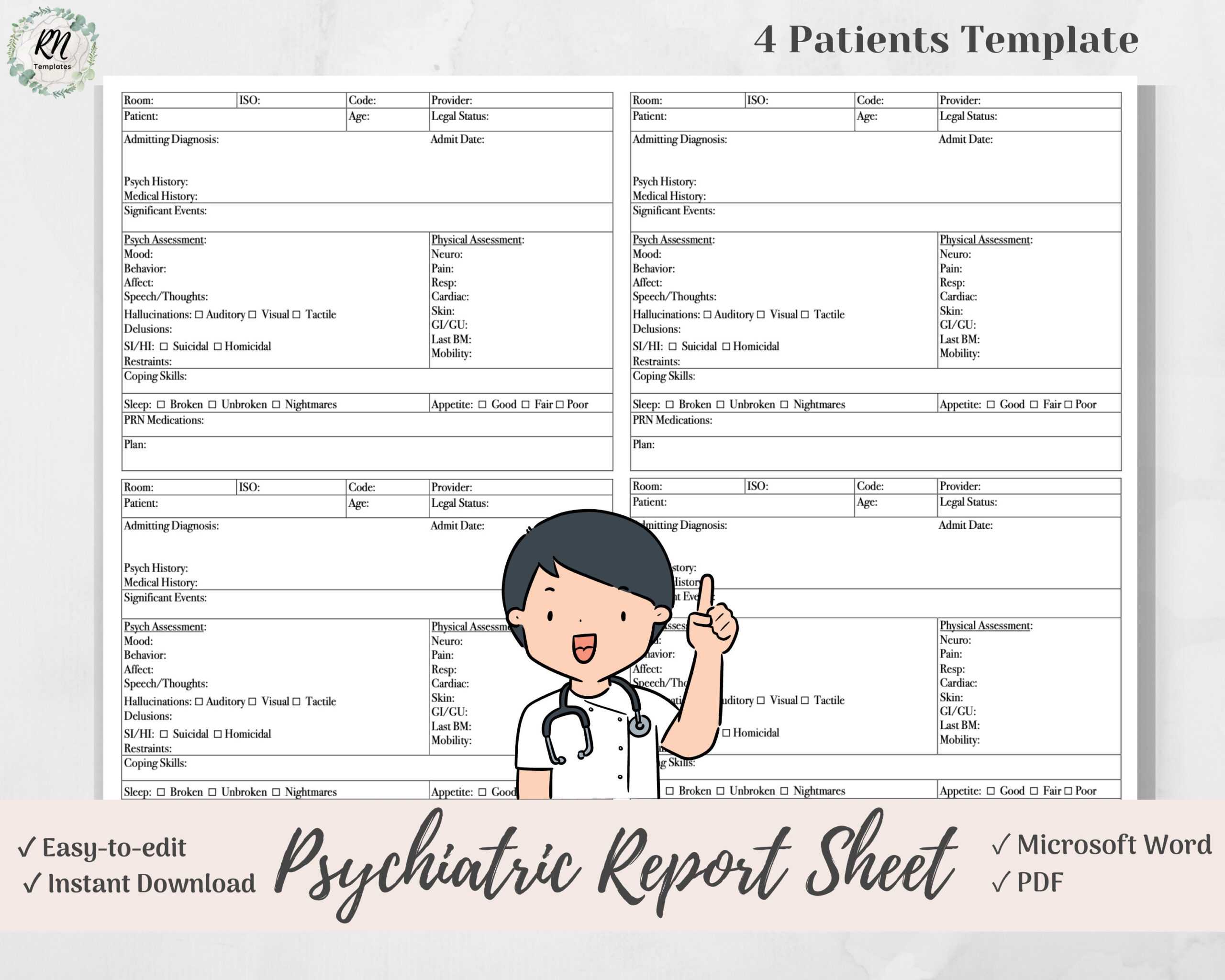 The BEST Psych Nurse Report Sheet For 10 Patients Psychiatric – Etsy