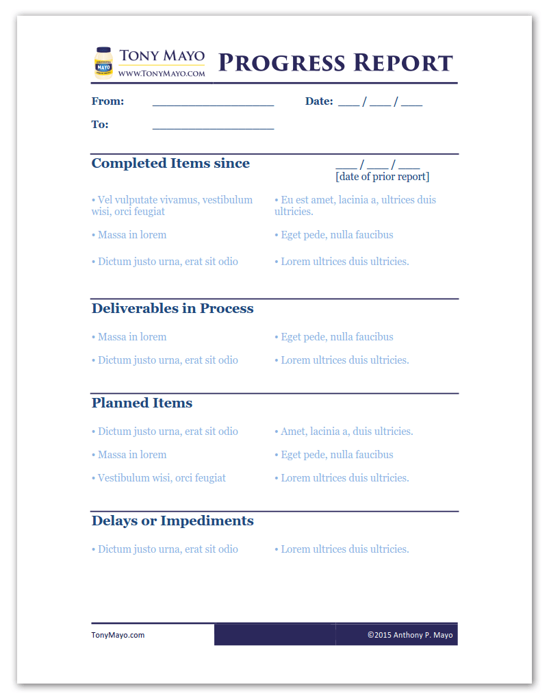 The Power of Progress Reports - Tony Mayo Inside Coaches Report Template