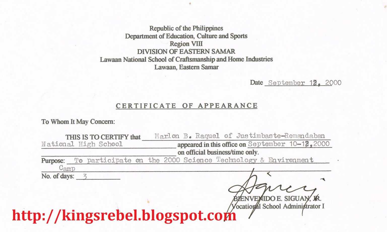 Tidbits And Bytes: Example Of Certificate Of Appearance – Science In ...