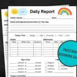 Toddler Daily Report Daily Log for Daycare Preschool - Etsy Australia