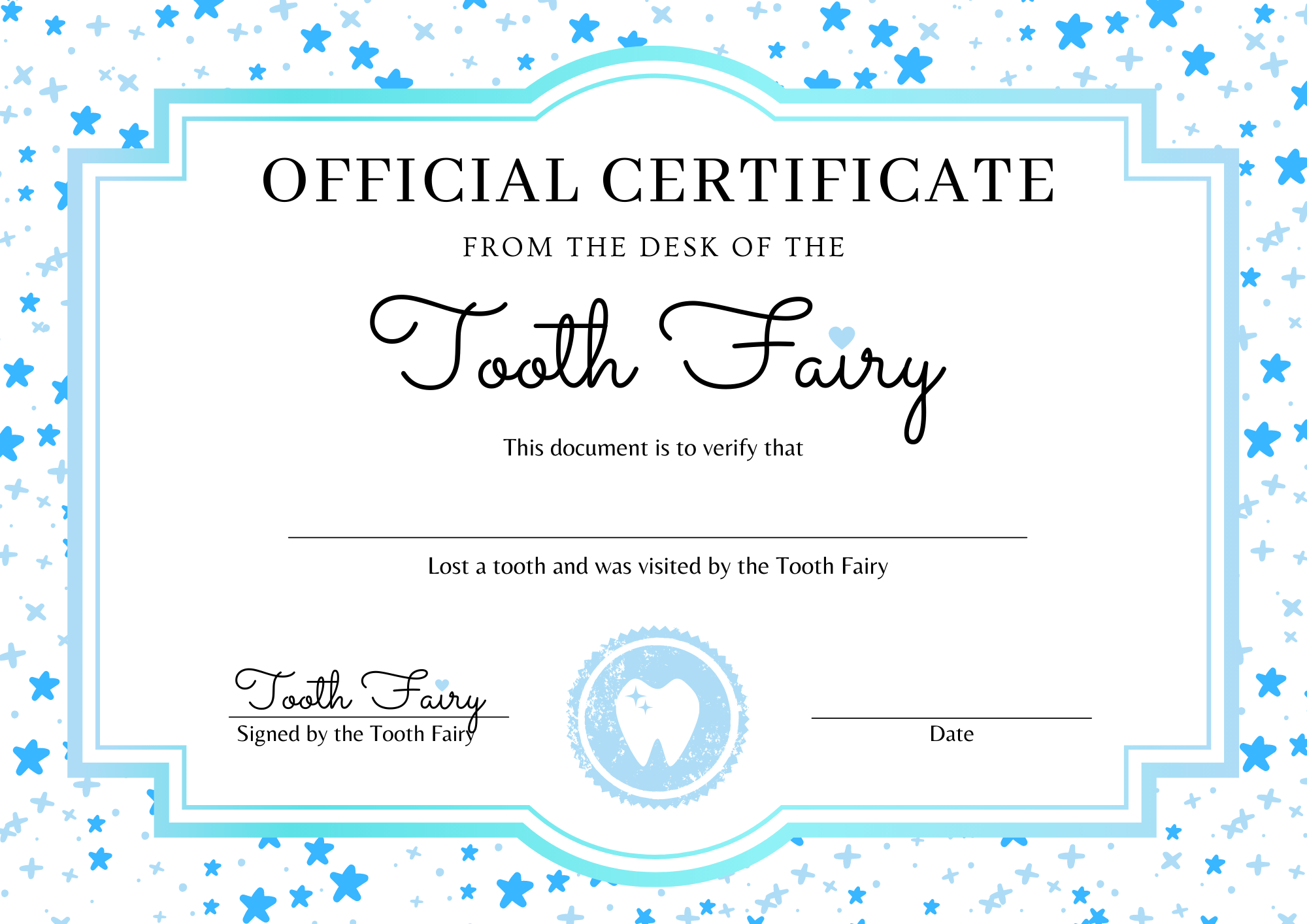 Tooth Fairy Certificate: A Free Printable - Lifestyle with Leah Regarding Free Tooth Fairy Certificate Template