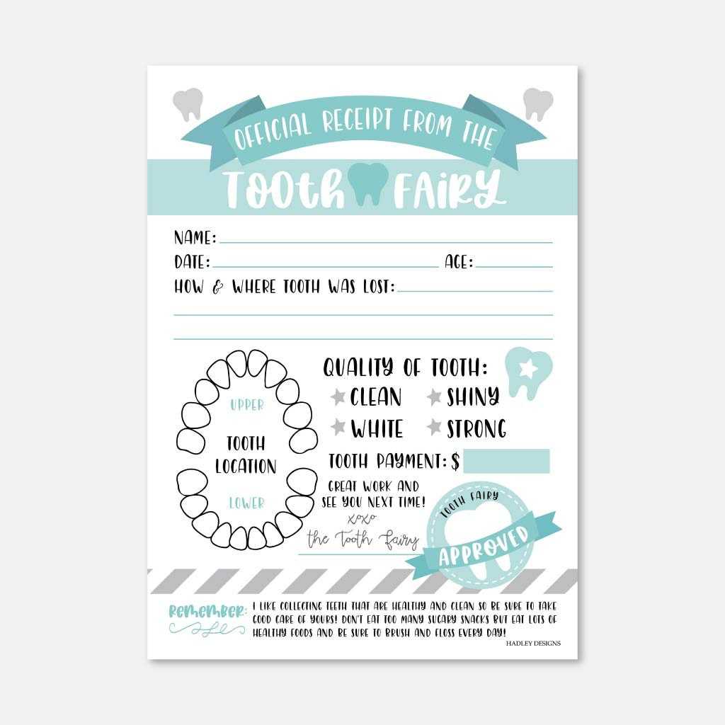 Tooth Fairy Receipt Printable Lost First Tooth Certificate - Etsy