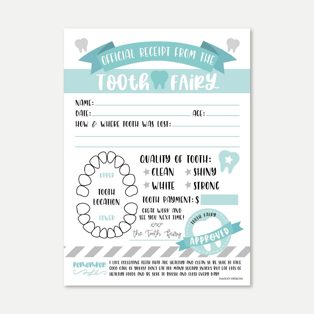 Tooth Fairy Receipt Printable Lost First Tooth Certificate - Etsy  Within Tooth Fairy Certificate Template Free