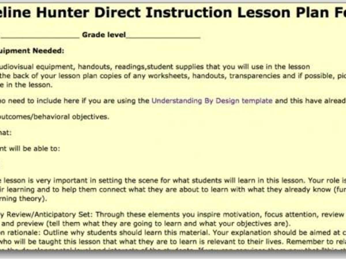 Top 10 Lesson Plan Template Forms And Websites – HubPages Inside Madeline Hunter Lesson Plan Template Blank