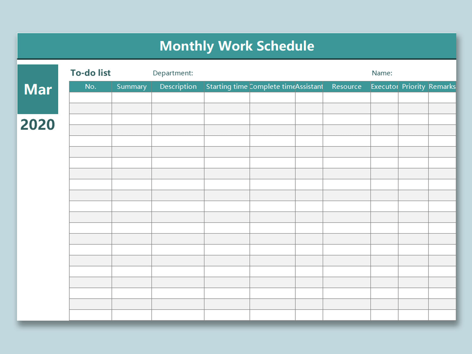 Top 10 Monthly Work Schedule Template Excel Free Download  WPS  Within Blank Monthly Work Schedule Template