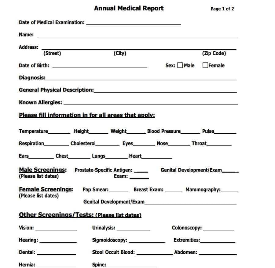 Top 10 Printable Medical Report Templates – General Pharmacy  Pertaining To Medical Report Template Doc