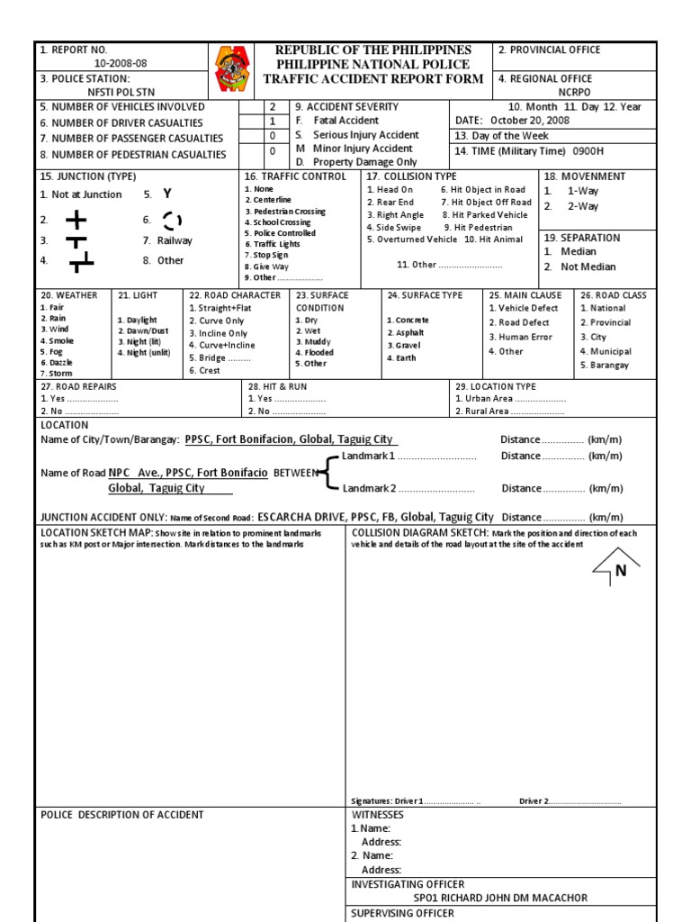 Traffic Accident Report (TARAS) Form  PDF  Traffic Collision  Road Throughout Motor Vehicle Accident Report Form Template