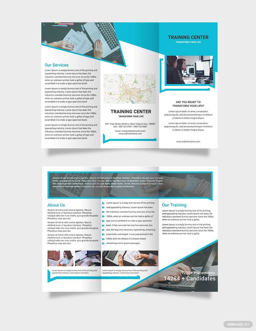 Training Center Tri Fold Brochure Template – Illustrator, PSD  With Regard To Training Brochure Template