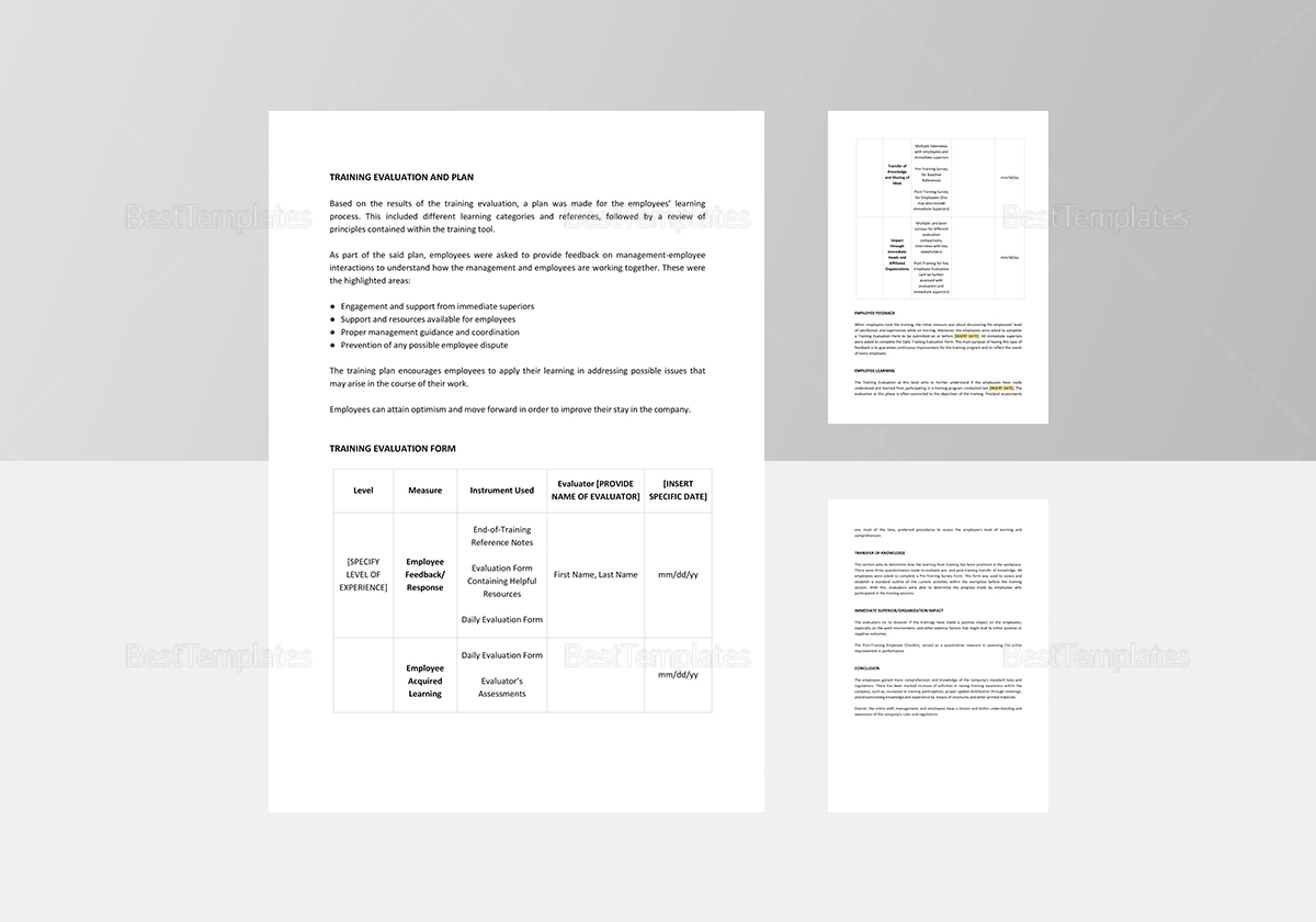 Training Evaluation Report Template In Word, Apple Pages For Training Evaluation Report Template