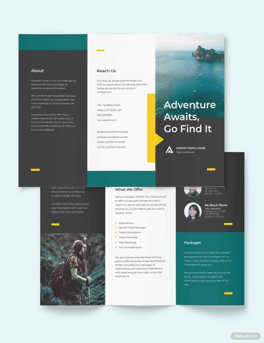 Travel & Tour Tri-Fold Brochure Template - Word, Apple Pages, PSD  With Word Travel Brochure Template
