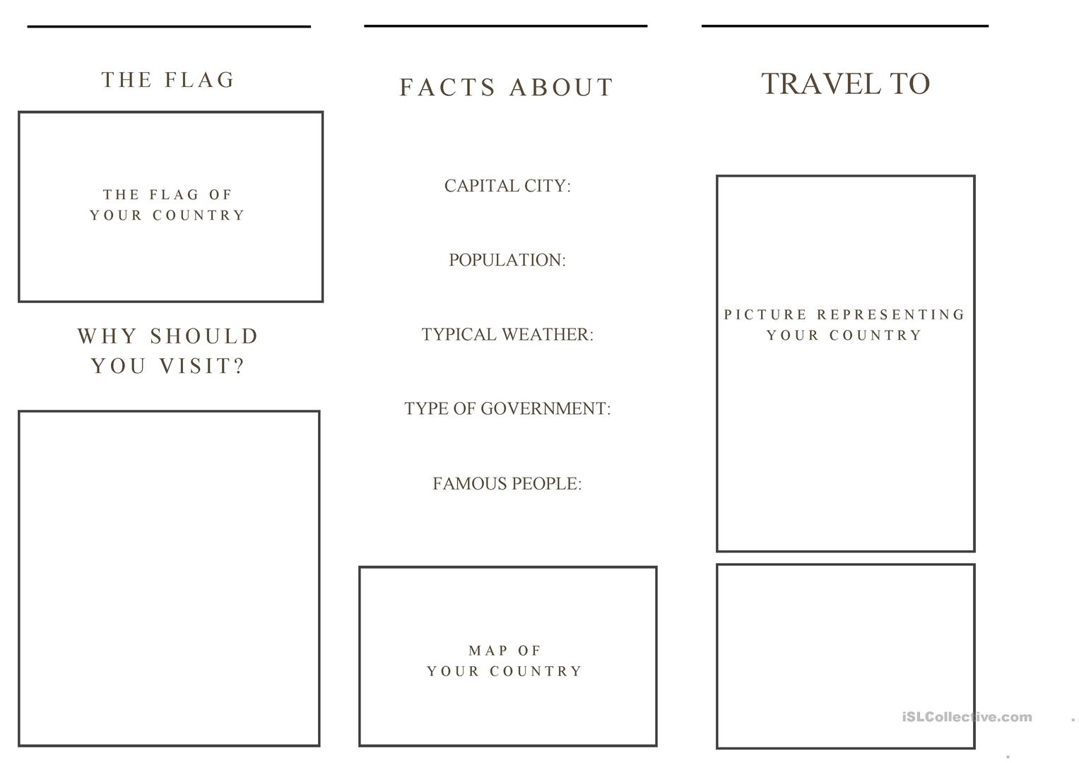 travel brochure template AND example brochure - English ESL  With Brochure Templates For School Project