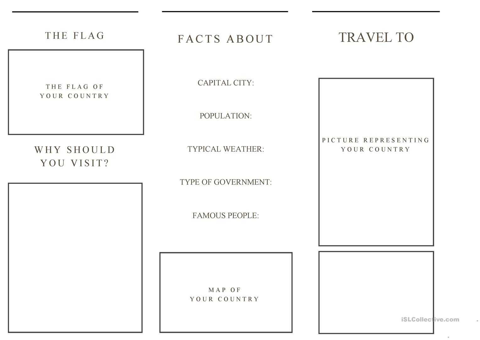 Travel Brochure Template AND Example Brochure – English ESL  With Country Brochure Template