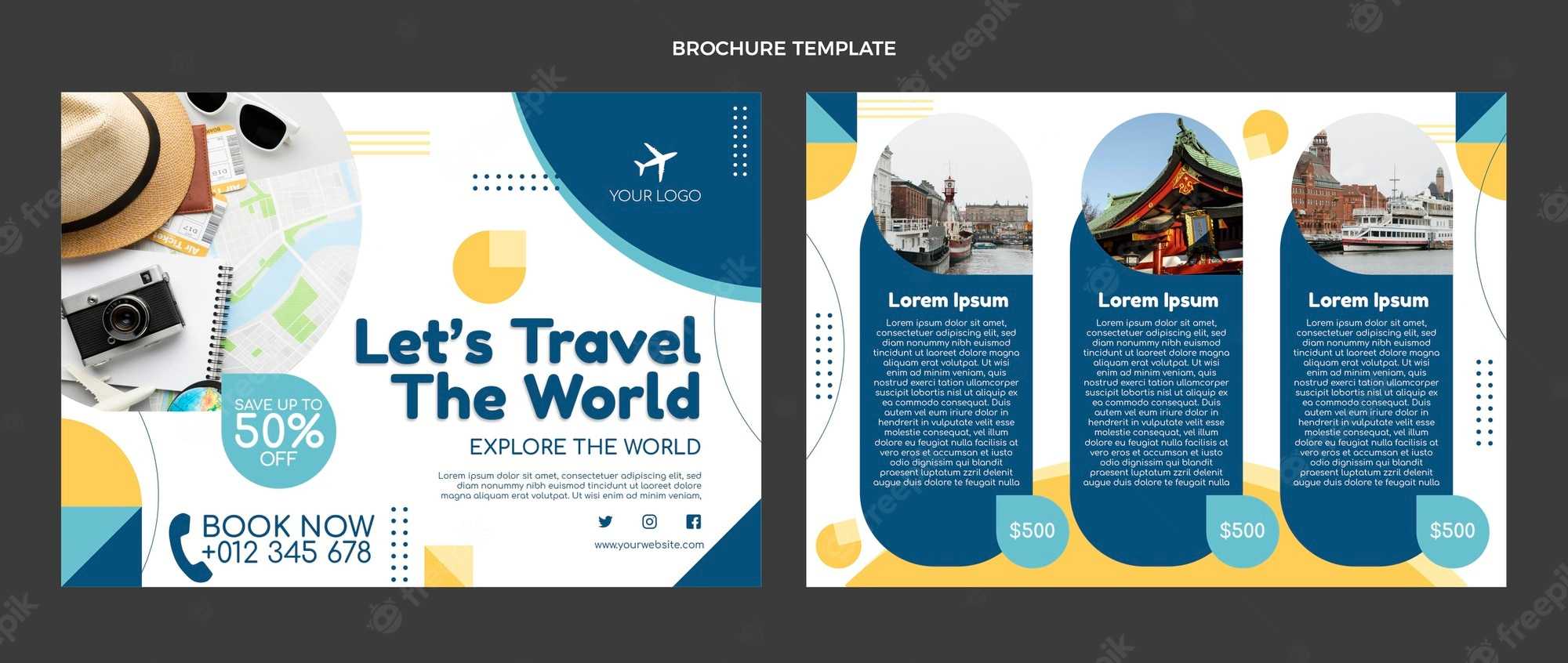 Travel Brochure Template Vectors & Illustrations For Free Download  Within Travel Guide Brochure Template