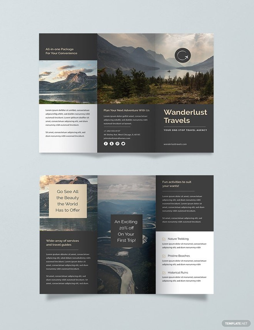 Travel Brochure Templates Illustrator - Design, Free, Download  In Brochure Templates Adobe Illustrator