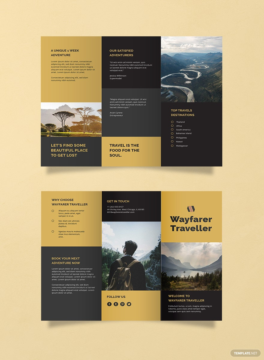 Travel Brochure Templates Indesign - Design, Free, Download  With Regard To Tri Fold Brochure Template Indesign Free Download
