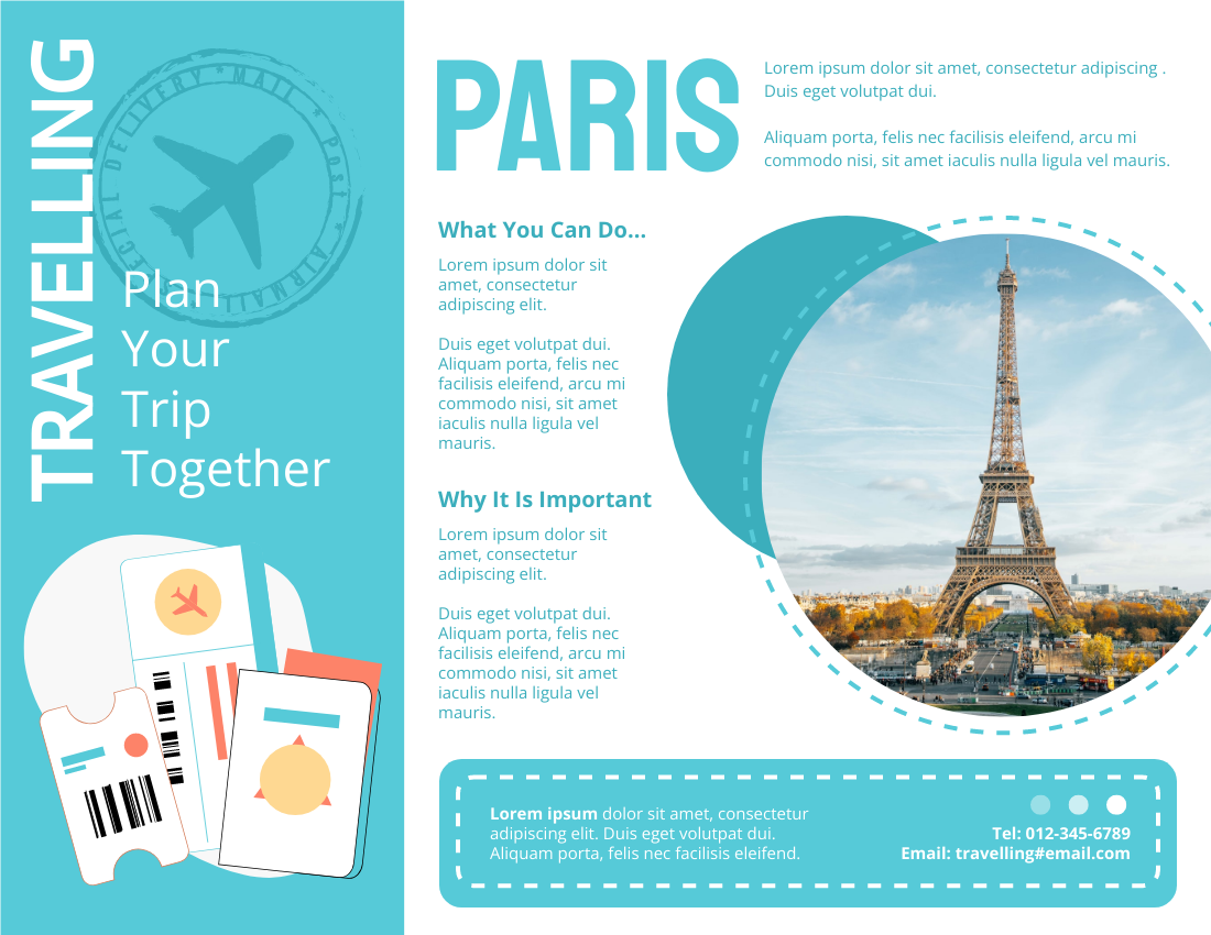 Travel Planning To Paris Brochure  Brochure Template Inside Travel Guide Brochure Template