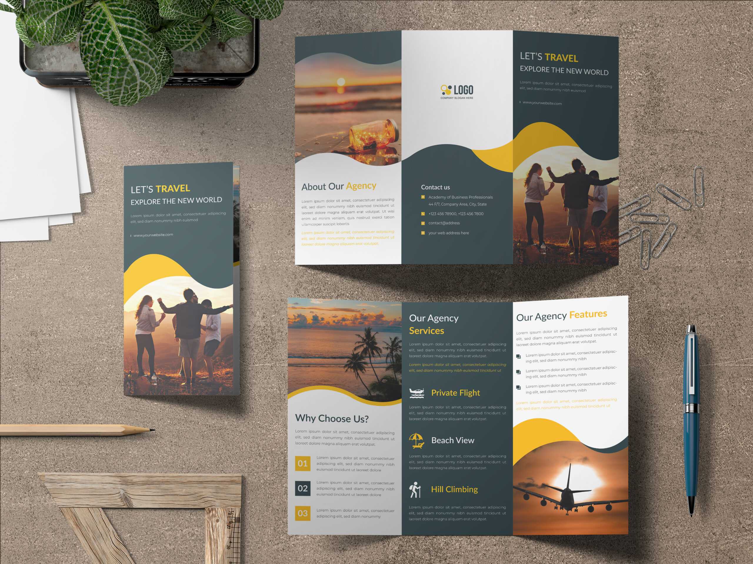 Travel Trifold Brochure Template In Three Panel Brochure Template