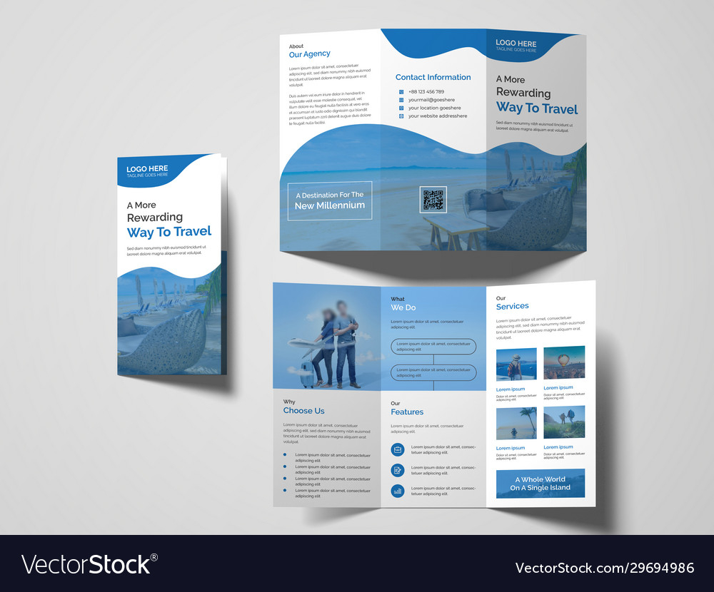 Travel trifold brochure template Royalty Free Vector Image For Island Brochure Template