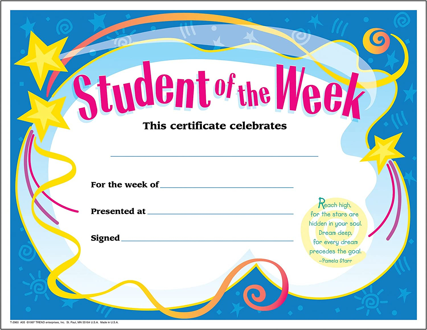 Trend Enterprises Student Of The Week Colorful Classics Certificates  (T 10) Inside Star Of The Week Certificate Template