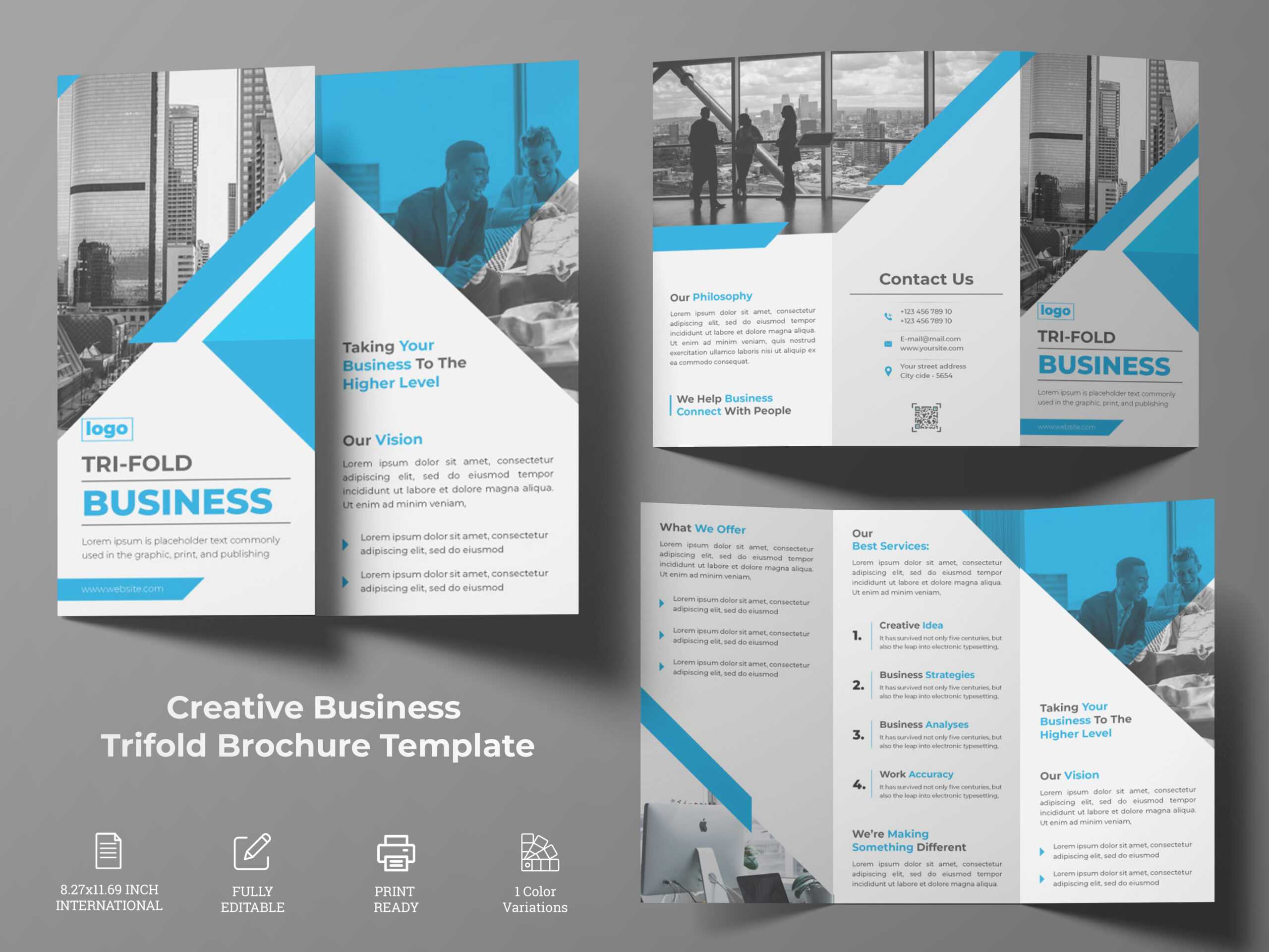 Tri Fold Brochure, Corporate Trifold Inside Tri Fold Brochure Publisher Template