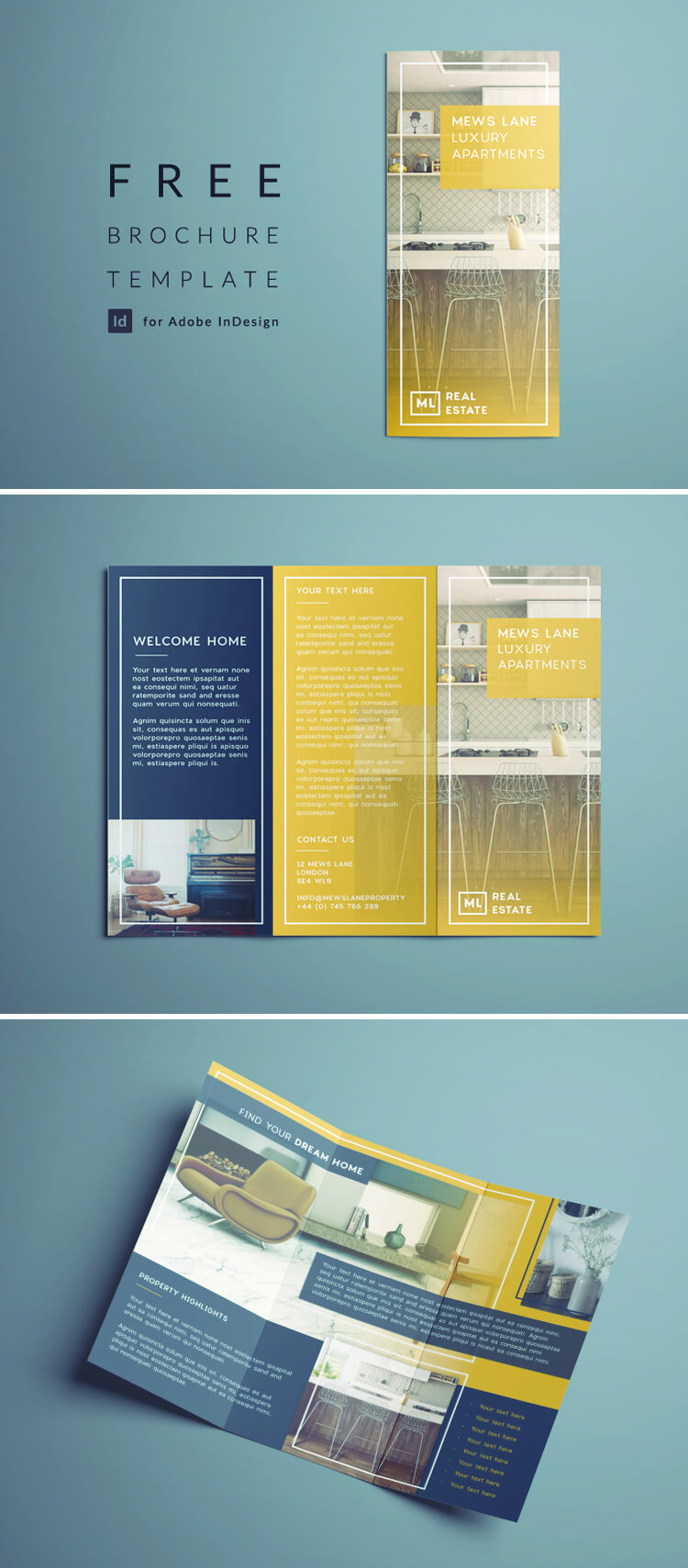 Tri Fold Brochure  Free InDesign Template Inside Tri Fold Brochure Template Indesign Free Download