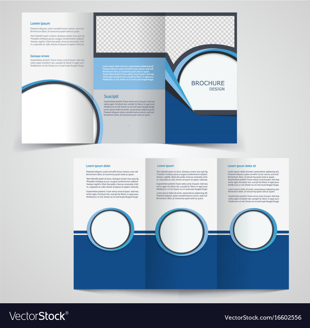 Tri-fold business brochure template two-sided Vector Image Intended For Double Sided Tri Fold Brochure Template