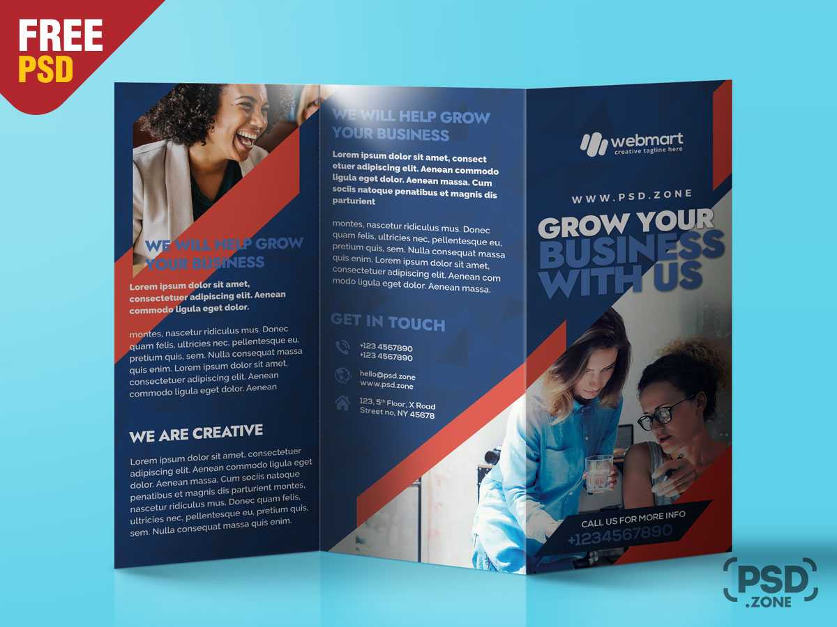 TriFold Brochure Design PSD Template – PSD Zone Inside Brochure Psd Template 3 Fold