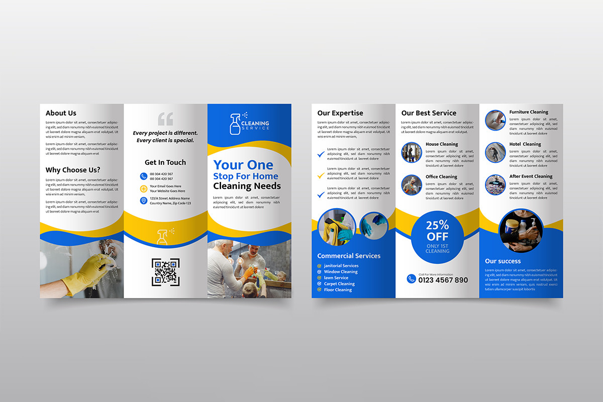 Trifold Brochure for Cleaning Service Pertaining To Commercial Cleaning Brochure Templates