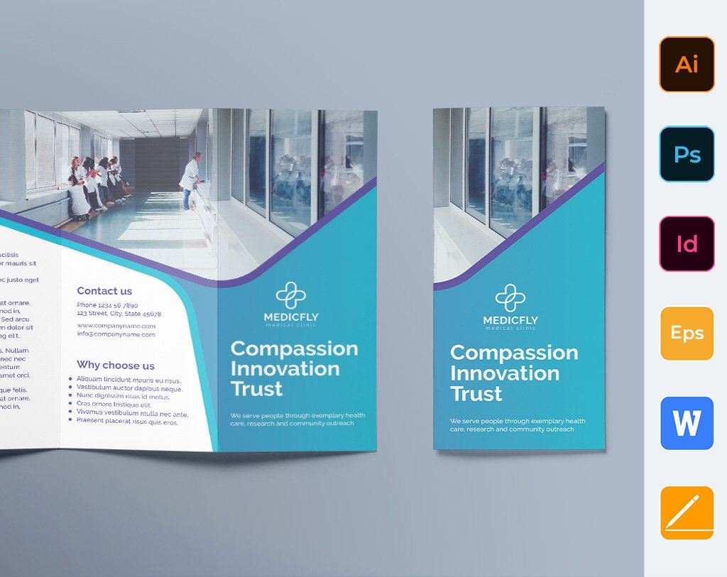 Trifold Brochure Template Medical Clinic - Etsy UK Regarding Medical Office Brochure Templates