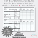 Two Or Four Patient Pediatric Nurse Report Brain Sheet – Etsy With Charge Nurse Report Sheet Template