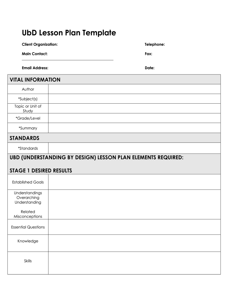 Ubd Plan Form Template - Fill Online, Printable, Fillable, Blank  In Blank Unit Lesson Plan Template