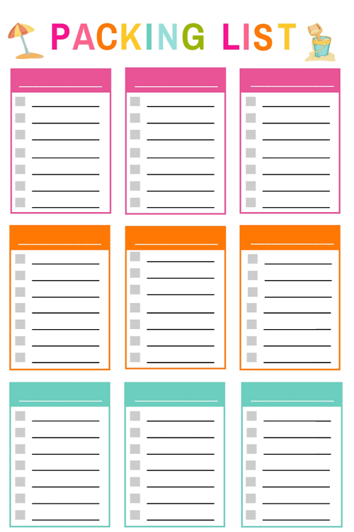 Ultimate Family Beach Vacation Packing List (Free Printable PDF  Throughout Blank Packing List Template