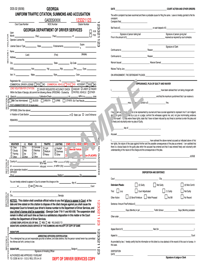 Uniform Traffic Citation Summons And Accusation – Fill Online  Pertaining To Blank Speeding Ticket Template