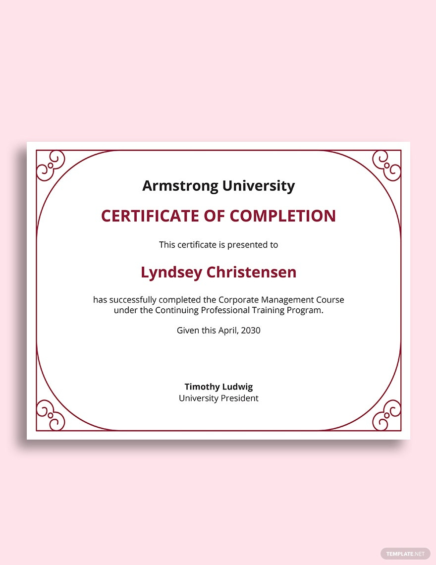 University Degree Certificate Template – Word  Template