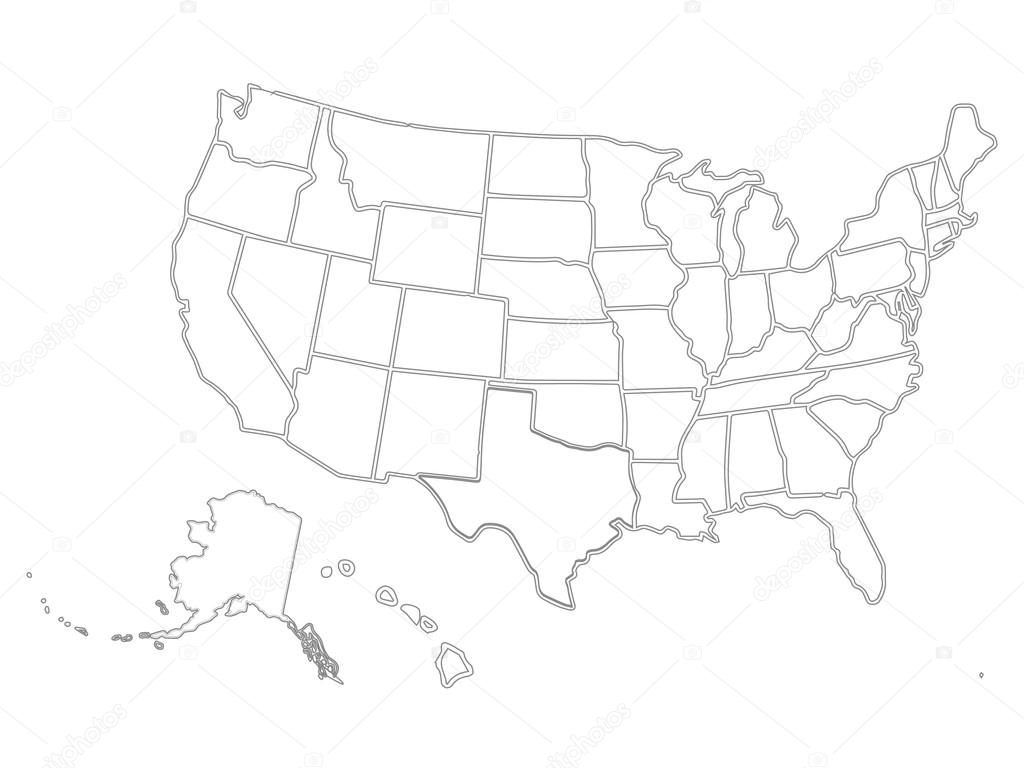 Usa map blank Stockvektoren, lizenzfreie Illustrationen  Intended For Blank Template Of The United States