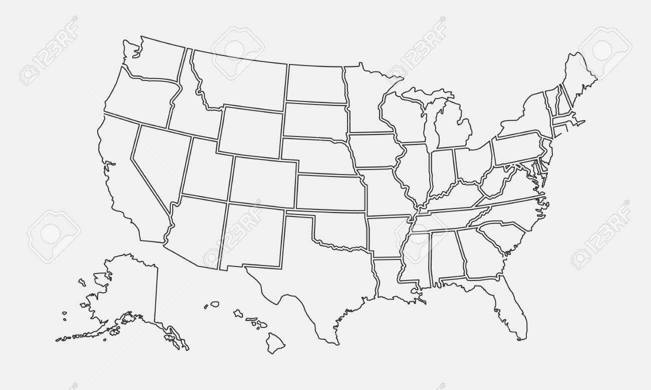 USA Map Outline. United States Vector Blank Map USA Map Outline. United States Vector Blank Map
