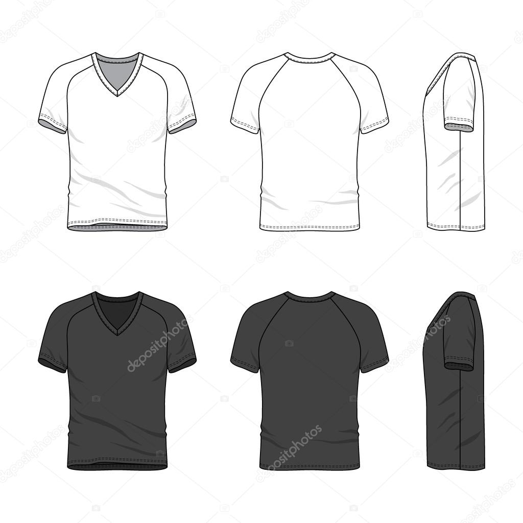 V neck t shirt black white Stockvektoren, lizenzfreie  Inside Blank V Neck T Shirt Template