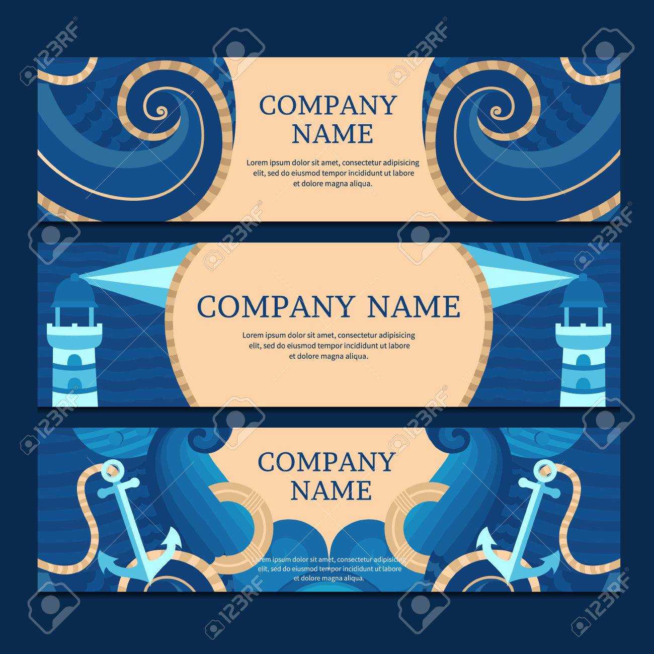 Vector Banner Templates In A Nautical Theme