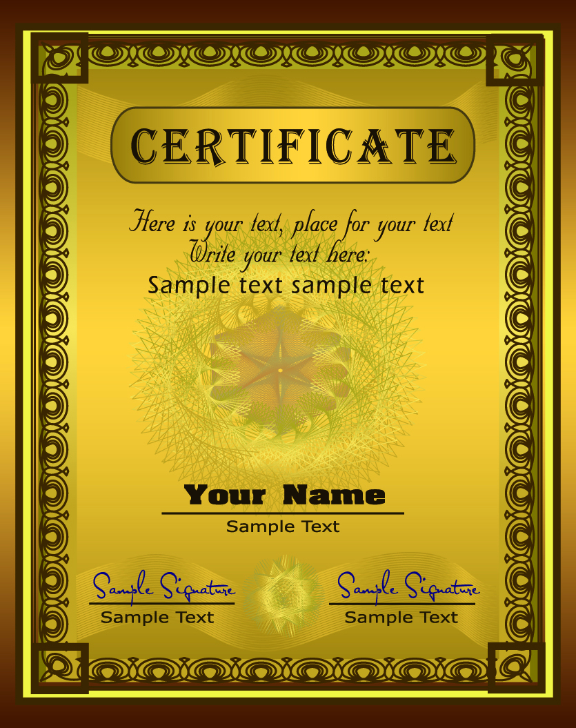 Vector Certificate Gold Frame – Clip Art Library Within Walking Certificate Templates