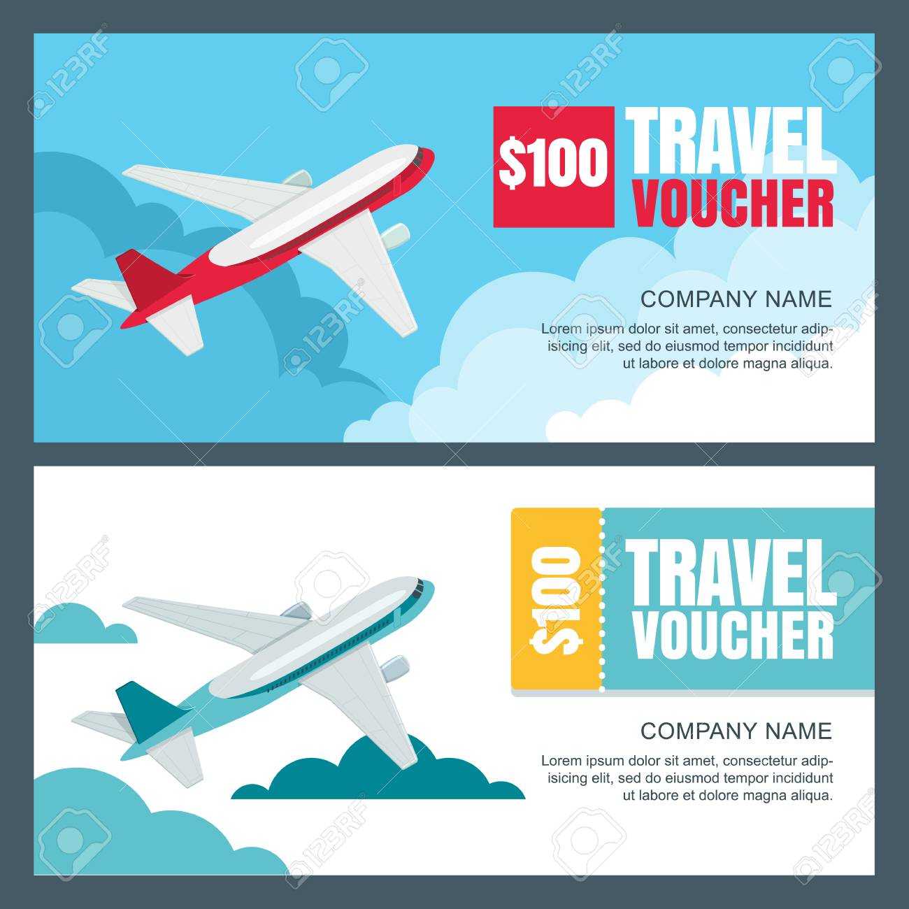 Vector Gift Travel Voucher Template