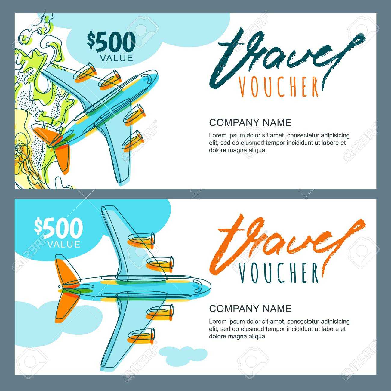 Vector Gift Travel Voucher Template