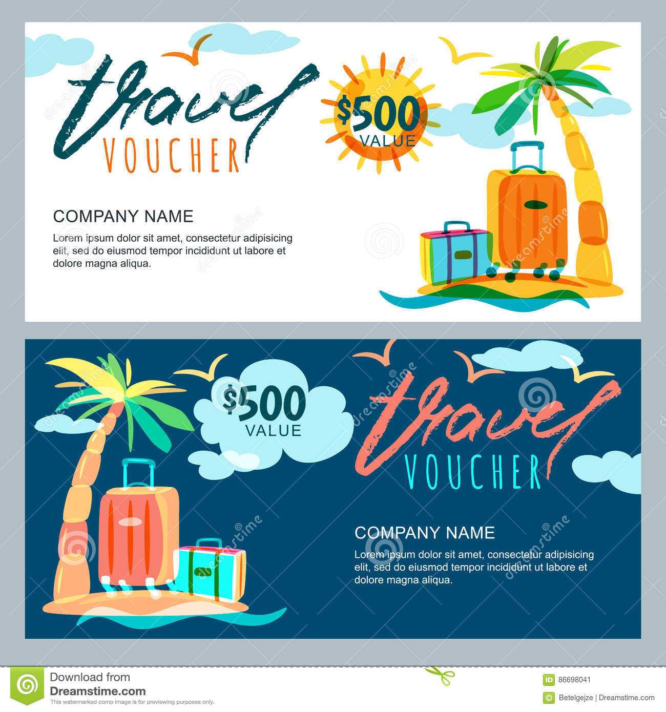 Vector Gift Travel Voucher Template