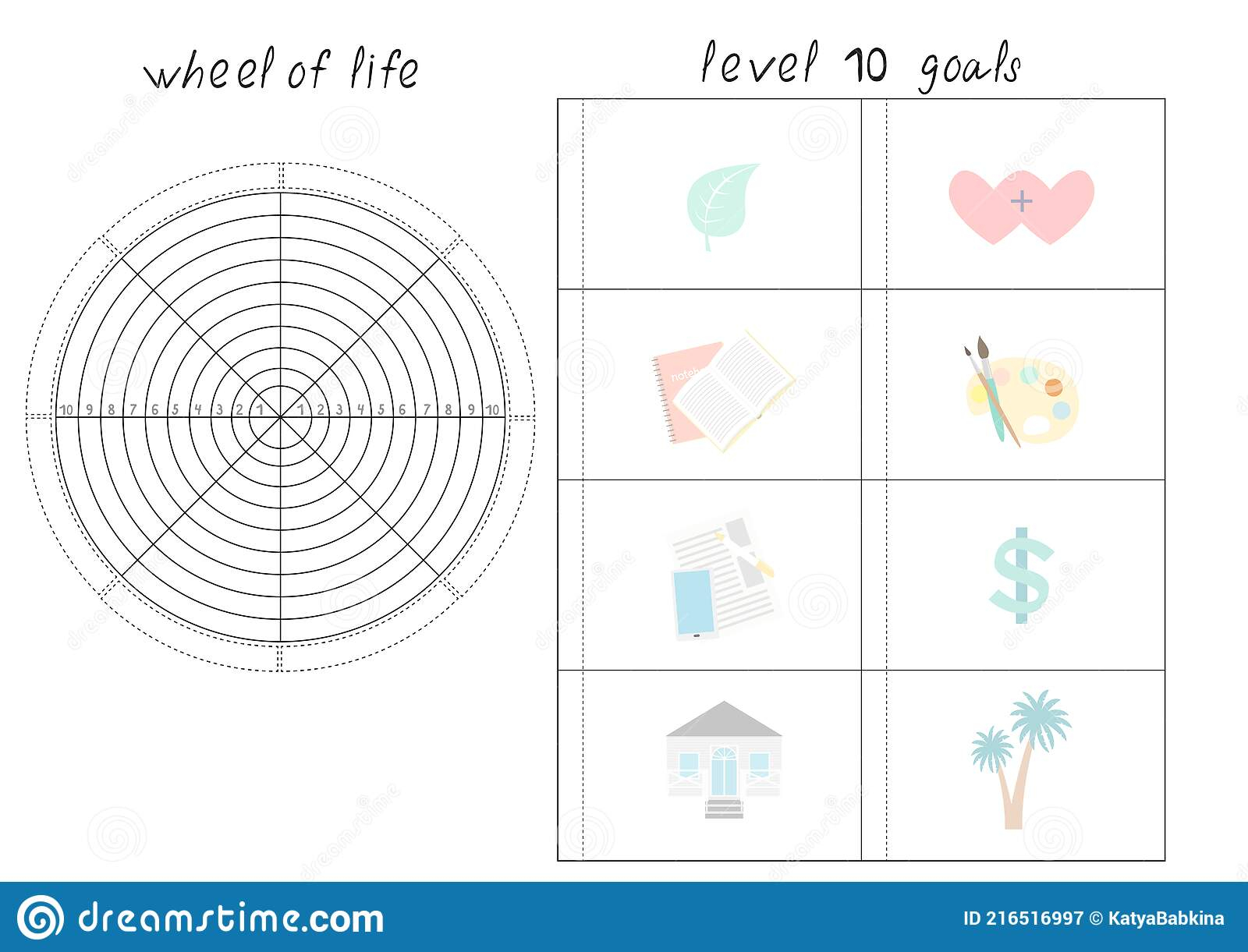 Vector Illustration With Wheel Of Life – Diagram With Blank Lines  Within Blank Wheel Of Life Template