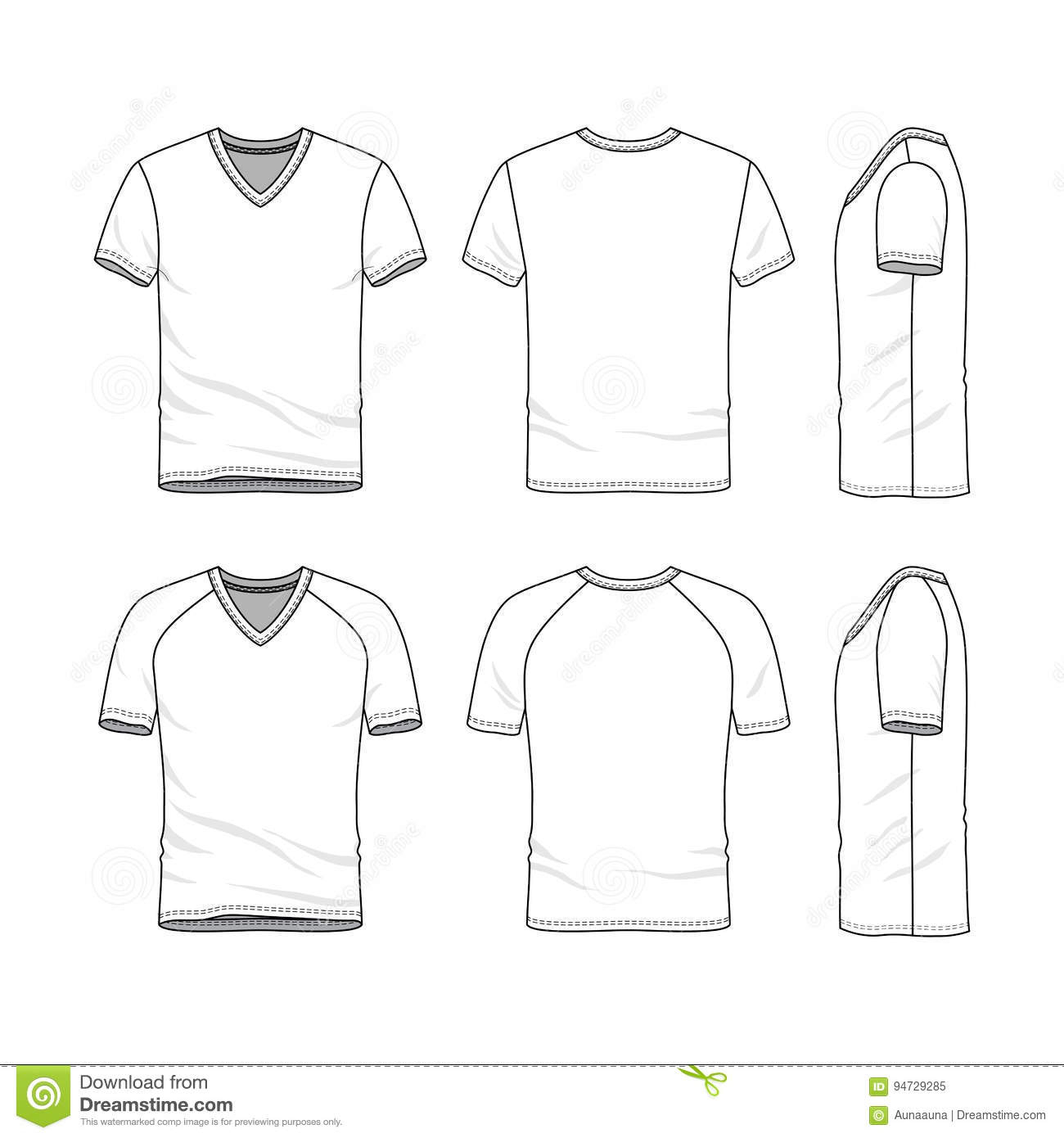 Vector Templates Of Blank T Shirt Stock Vector – Illustration Of  In Blank V Neck T Shirt Template