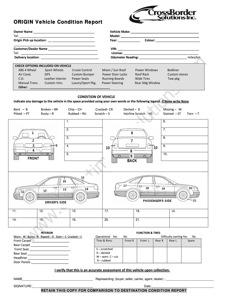 Vehicle Condition Report Pdf – Fill Online, Printable, Fillable  Intended For Car Damage Report Template