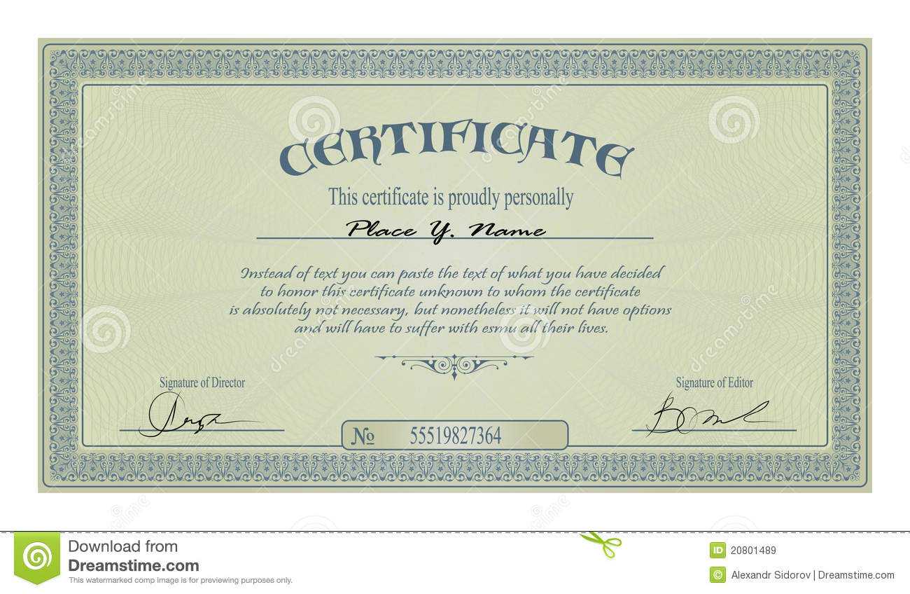 Vintage Frame Or Certificate Template Stock Vector – Illustration  Within Free Stock Certificate Template Download